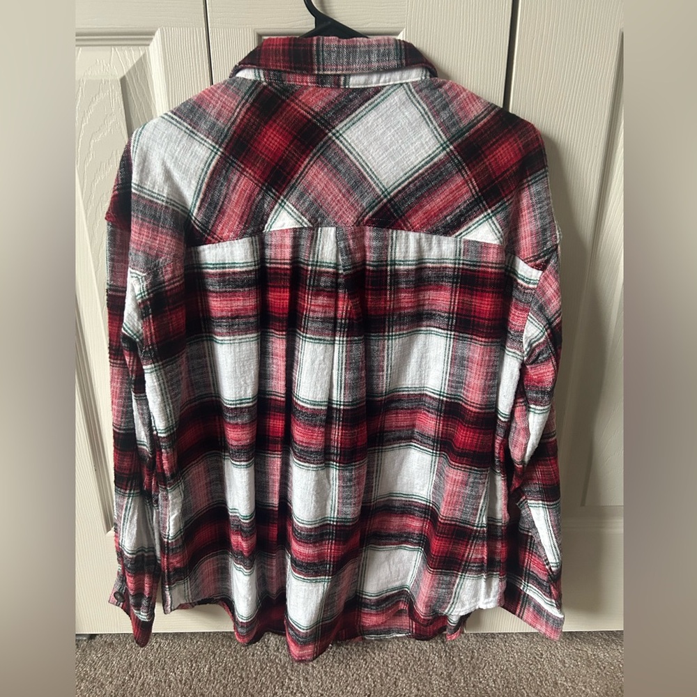 Maurices Plaid Button Down Shirt - Red, Black, and White - Picture 3 of 3